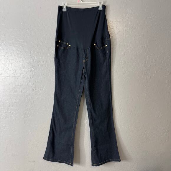 Oh! Mamma Maternity Wide Leg Jeans with Full Panel Blue Size L - Picture 1 of 4